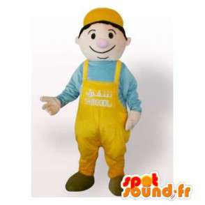 Homem mascote de macacão. vestido de trabalhador - MASFR006381 - Mascotes homem