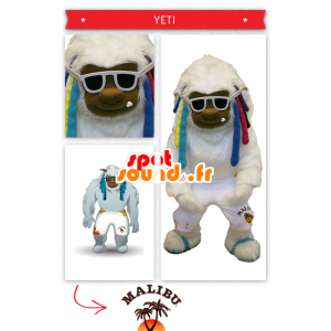χονδρικής Μασκότ Yeti λευκό, με χρωματιστές dreadlocks - MASFR20020 - εξαφανισμένων ζώων Μασκότ