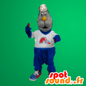 Blå katt maskot - Spotsound maskot