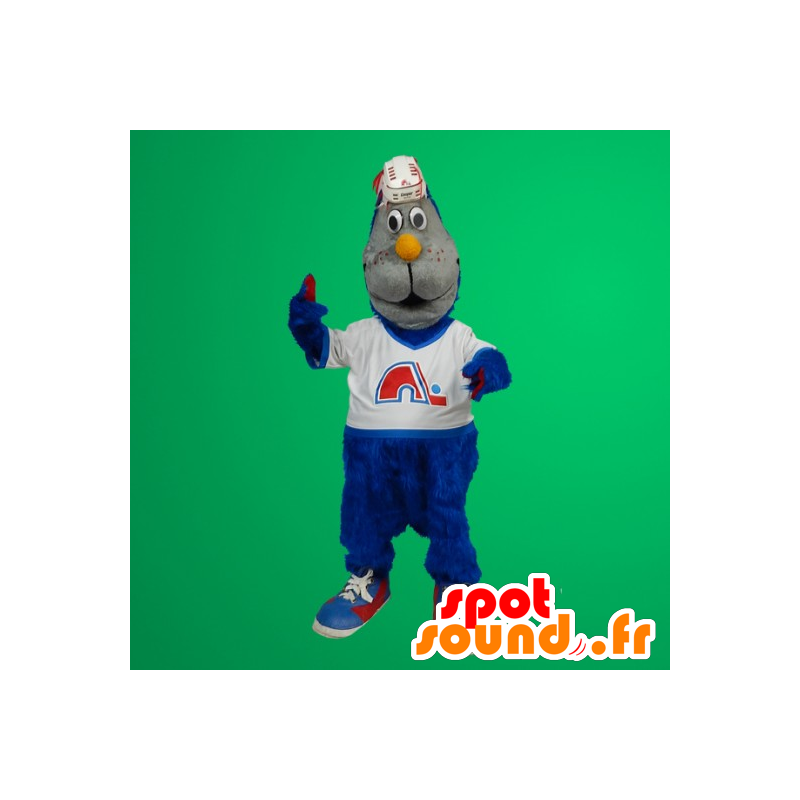 Blå katt maskot - Spotsound maskot Blå katt maskot - Spotsound maskot