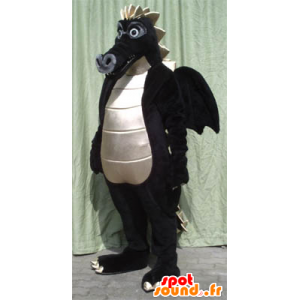 Mascot stor svart og hvit drage - MASFR20027 - dragon maskot
