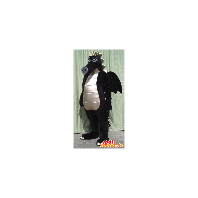 Mascot stor svart og hvit drage - MASFR20027 - dragon maskot Mascot stor svart og hvit drage - MASFR20027 - dragon maskot