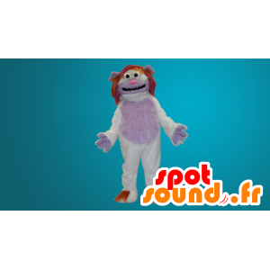 Maskotti Yeti valkoista ja vaaleanpunaista kaikki karvainen - MASFR20029 - Mascottes animaux disparus