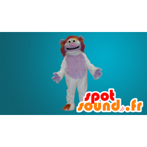 Maskotti Yeti valkoista ja vaaleanpunaista kaikki karvainen - MASFR20029 - Mascottes animaux disparus