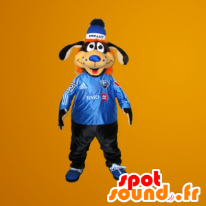 Zwarte hond mascotte en oranje - MASFR20031 - Dog Mascottes