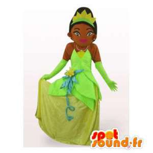 緑のドレスを着たプリンセスマスコット。プリンセスコスチューム-MASFR006383-妖精のマスコット