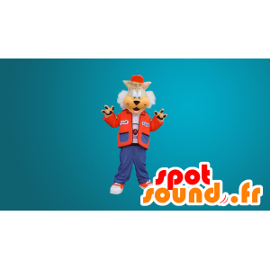Söt vargmaskot klädd som en tonåring - Spotsound maskot
