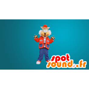 Söt vargmaskot klädd som en tonåring - Spotsound maskot