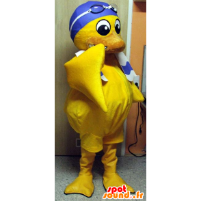 Mascotte de poussin jaune, avec un bonnet de bain - MASFR20040 - Mascotte de canards