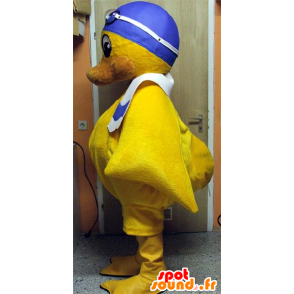 Mascotte de poussin jaune, avec un bonnet de bain - MASFR20040 - Mascotte de canards