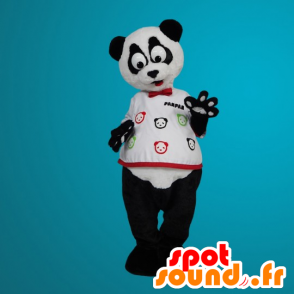 Maskot černá a bílá panda s velkýma očima - MASFR20041 - maskot pandy
