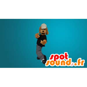 Brown Hund Maskottchen als jung gekleidet - MASFR20043 - Hund-Maskottchen