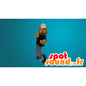 Hnědý pes maskot oblečený mladý - MASFR20043 - psí Maskoti