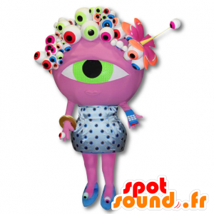 Mascotte d'extra-terrestre Numéricable - Costume de gros œil rose - MASFR20053 - Mascottes de monstres