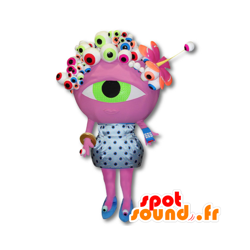 Buitenaards mascotte Numericable - Groothandel Costume roze oog - Monster mascottes - MASFR20053 - SpotSound.fr