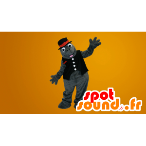 Mascotte mignonne de fourmis grise avec un chapeau - MASFR20059 - Mascottes Fourmi