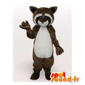 Raccoon Maskottchen braun schwarz und weiß - MASFR006386 - Maskottchen von pups