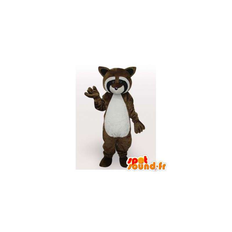 Mascot bruin wasbeer, zwart en wit - MASFR006386 - Mascottes van pups