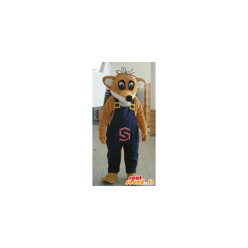 Orange und weiße Fuchs Maskottchen, Overalls - MASFR20065 - Maskottchen-Fox Orange und weiße Fuchs Maskottchen, Overalls - MASFR20065 - Maskottchen-Fox