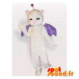 Eisbär-Maskottchen mit lila Flügeln - MASFR006387 - Bär Maskottchen