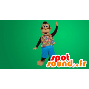 Mascotte de mignon petit singe avec sa chemise hawaïenne - MASFR20071 - Mascottes Singe
