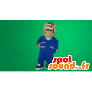 Mascotte de bonhomme jovial, habillé d'un uniforme bleu - MASFR20072 - Mascottes non-classées