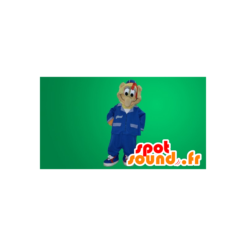 Mascotte de bonhomme jovial, habillé d'un uniforme bleu - MASFR20072 - Mascottes non-classées Mascotte de bonhomme jovial, habillé d'un uniforme bleu - MASFR20072 - Mascottes non-classées