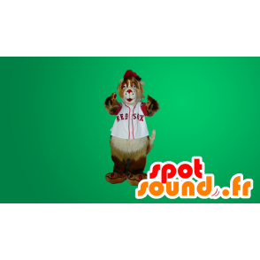 Hnědé a bílé pes maskot - MASFR20077 - psí Maskoti