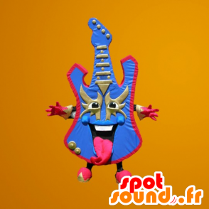 Farbigen E-Gitarre Maskottchen in blau und rosa - MASFR20078 - Maskottchen von Objekten