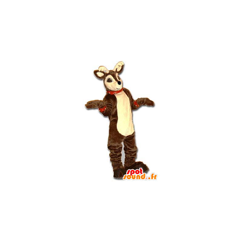 Vánoční sob maskot, hnědé a béžové - MASFR20080 - Vánoční Maskoti Vánoční sob maskot, hnědé a béžové - MASFR20080 - Vánoční Maskoti