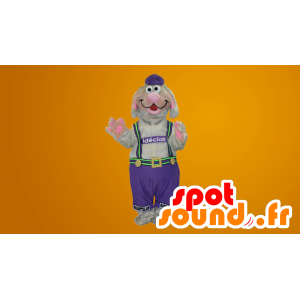Grijs en Roze Hond Mascot overalls - MASFR20084 - Dog Mascottes