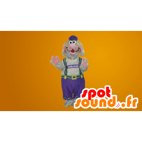 Grijs en Roze Hond Mascot overalls - MASFR20084 - Dog Mascottes