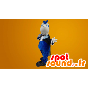 Mascot gekleed in blauwe en witte draak dirigent - MASFR20085 - Dragon Mascot
