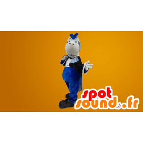 Mascot gekleed in blauwe en witte draak dirigent - MASFR20085 - Dragon Mascot
