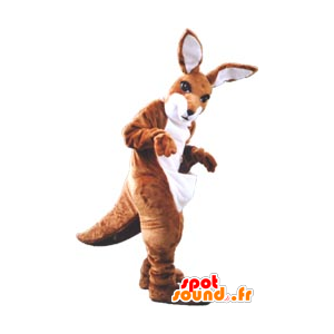 Brun og hvit kenguru maskott - MASFR20090 - Kangaroo maskoter