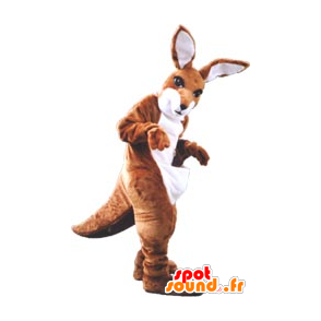 Brun og hvit kenguru maskott - MASFR20090 - Kangaroo maskoter