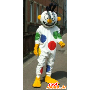 Weiße Schneemann Maskottchen Erbsen, Clown - MASFR20091 - Maskottchen-Zirkus