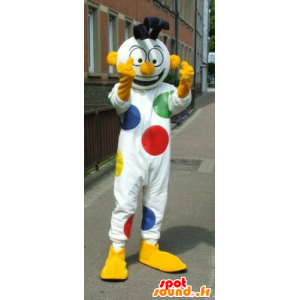 Weiße Schneemann Maskottchen Erbsen, Clown - MASFR20091 - Maskottchen-Zirkus