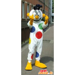 Weiße Schneemann Maskottchen Erbsen, Clown - MASFR20091 - Maskottchen-Zirkus