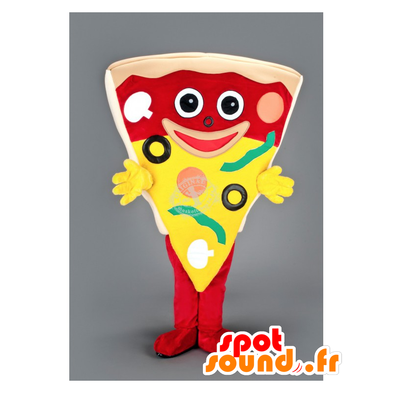 Gigantisk pizza skive maskot - Spotsound maskot kostume Gigantisk pizza skive maskot - Spotsound maskot kostume
