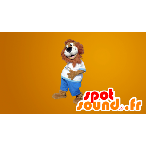 Brun og hvid tigermaskot - Spotsound maskot kostume