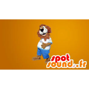 Brun og hvid tigermaskot - Spotsound maskot kostume