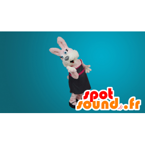 Rosa og hvit kanin maskot - MASFR20097 - Mascot kaniner