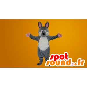 Graue und weiße Kaninchen Maskottchen - MASFR20098 - Hase Maskottchen