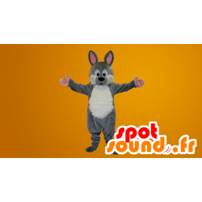 Graue und weiße Kaninchen Maskottchen - MASFR20098 - Hase Maskottchen