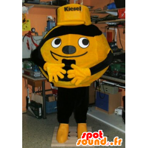 Ballon mascotte, geel of oranje en zwart - MASFR20099 - mascottes objecten