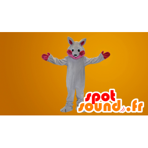Bianco e rosa coniglio mascotte - MASFR20100 - Mascotte coniglio
