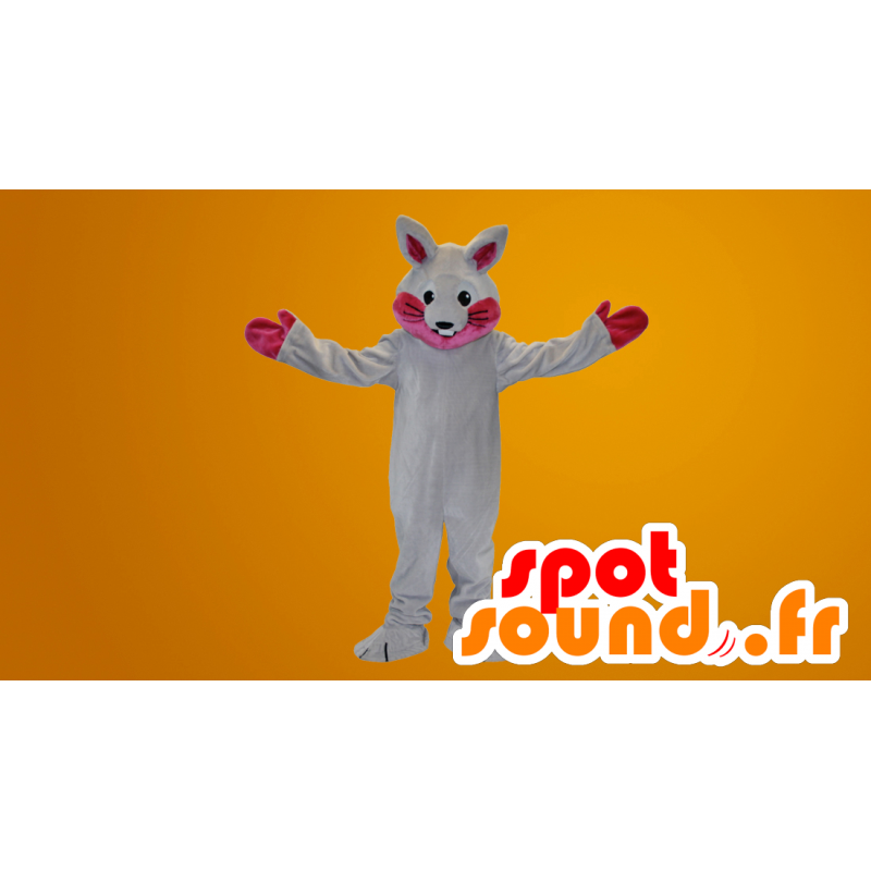 Bianco e rosa coniglio mascotte - MASFR20100 - Mascotte coniglio Bianco e rosa coniglio mascotte - MASFR20100 - Mascotte coniglio
