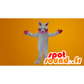 Bianco e rosa coniglio mascotte - MASFR20100 - Mascotte coniglio