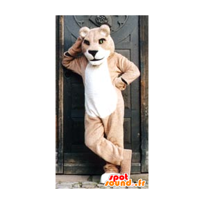 Beige lejoninna maskot - Spotsound maskot